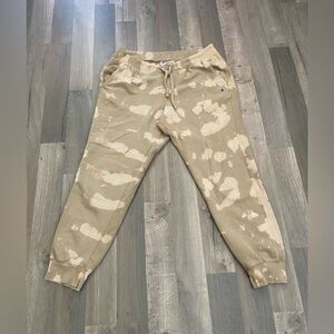 Champion Sweatpants Tie Dye Tan Brown Jogger Pants Pockets Sz Large Drawstring